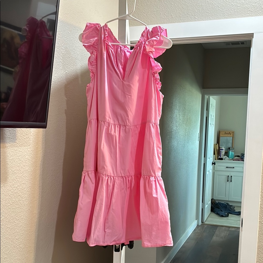 Pink Ruffle Sleeveless Dress